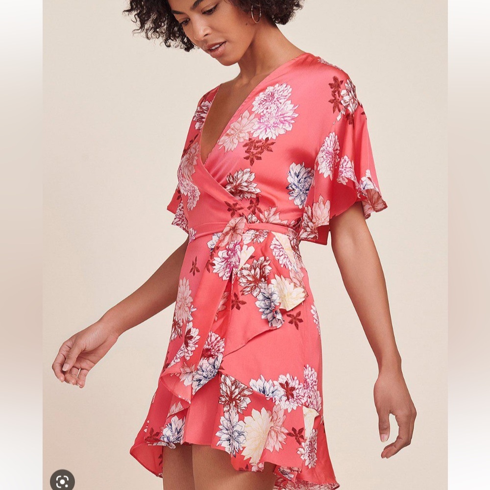 BB Dakota neon pink wrap dress size large